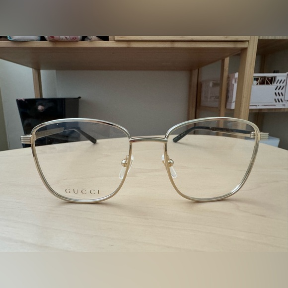 GUCCI GG0804O 004 Rectangular Square Gold Demo Lens 49 mm Women's Eyeglasses - Picture 3 of 9